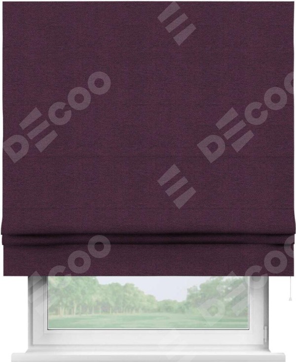 Римская штора «Кортин» для проема, ткань лён димаут, фиолетовый
