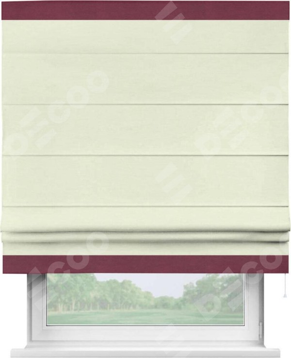 Римская штора «Кортин» с кантом Горизонт, для проема, ткань вельвет молочный