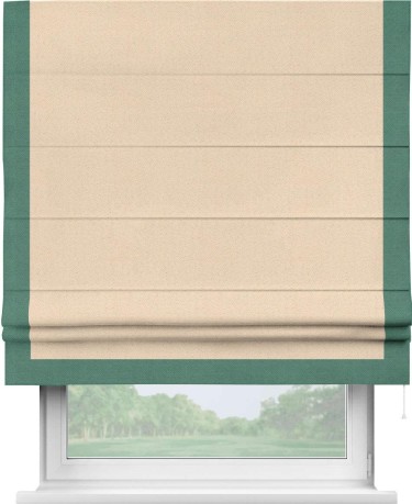 Римская штора «Кортин» с кантом Виктория, для проема, ткань блэкаут с блеском бежевый