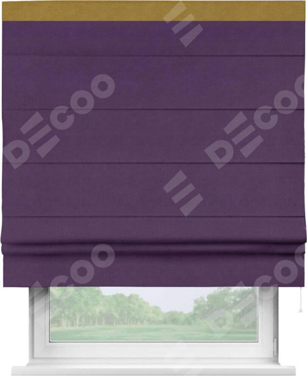 Римская штора «Кортин» с кантом Кинг, для проема, ткань вельвет темно-фиолетовый