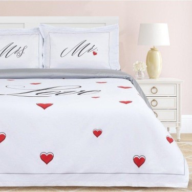 Постельное бельё «Этель» 2 сп Mr&Mrs 175*215 см,200*215 см,50*70+4 см - 2 шт