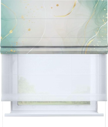 Римская штора «Кортин» день-ночь «Изумрудно-серый мрамор»