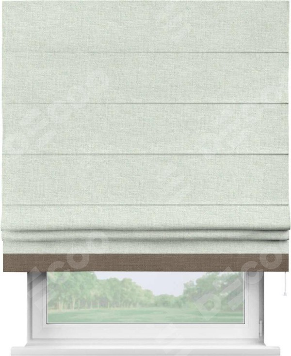 Римская штора «Кортин» для проёма, лён топлёное молоко, с кантом Джестер