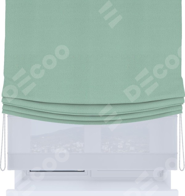 Римская штора «Кортин», день-ночь с мягкими складками, блэкаут однотонный ментоловый