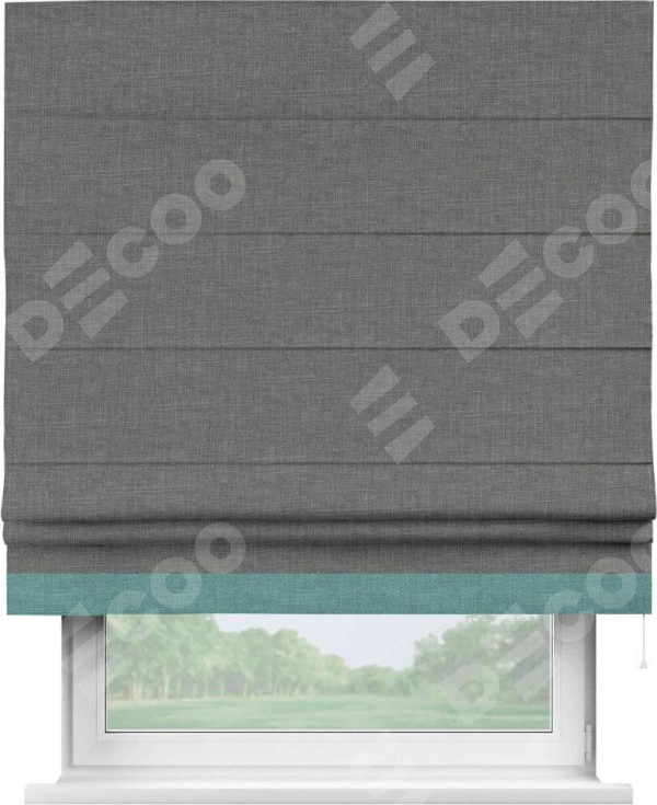 Римская штора «Кортин» с кантом Джестер, для проема, лён тёмно-серый