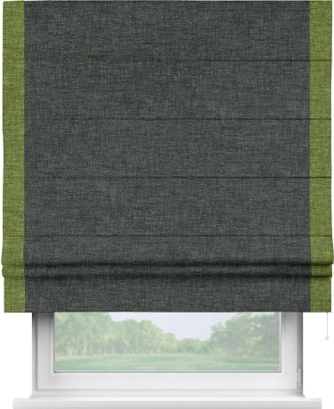 Римская штора «Кортин» с кантом Стрим Дуо, для проема, ткань рогожка димаут, графит