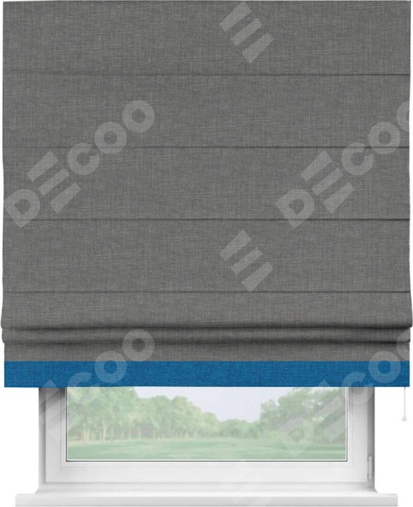 Римская штора «Кортин» с кантом Джестер, для проема, лён тёмно-серый