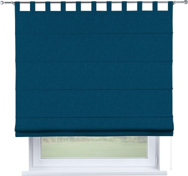 Римская штора на петлях «Кортин», ткань лён димаут, синий