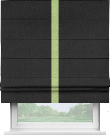 Римская штора «Кортин» с кантом Хайвэй, для проема, ткань лён черный