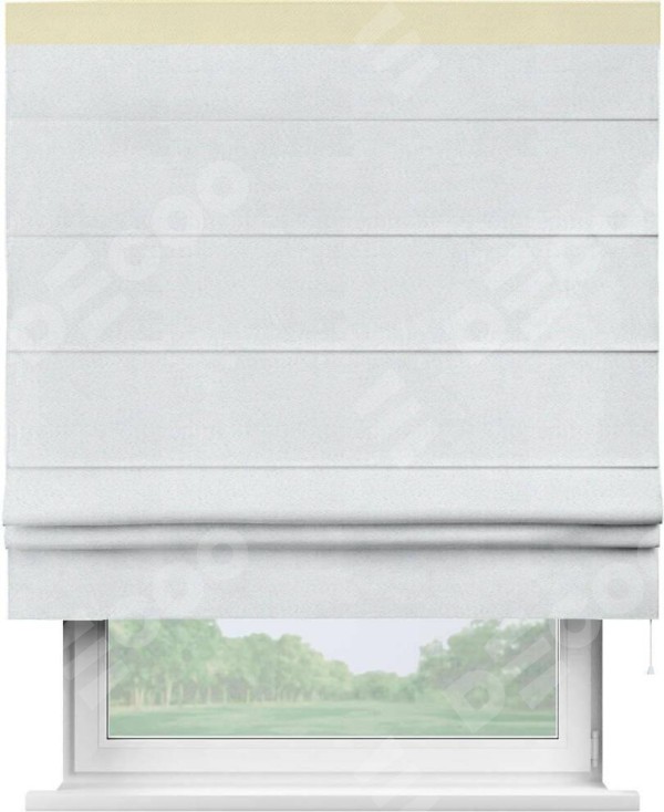 Римская штора «Кортин» с кантом Кинг, для проема, ткань блэкаут однотонный дымчато-белый