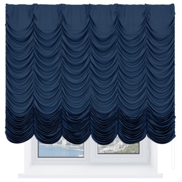 Французская штора «Кортин», лён кашемир тёмно-синий