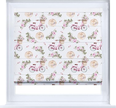 Римская штора «Кортин» кассетная «Розовый велосипед»