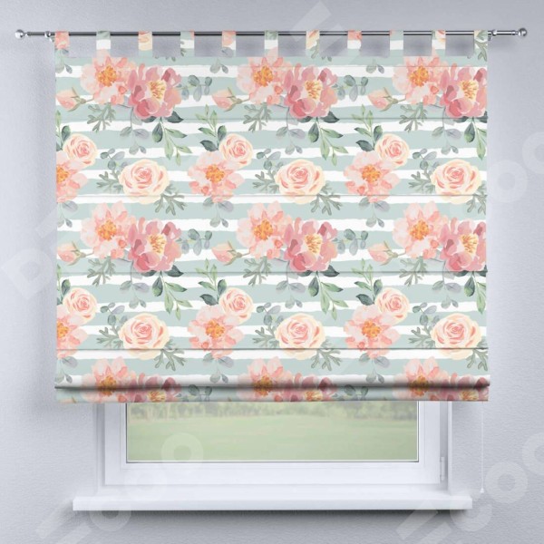 Римская штора на петлях «Розы акварель»
