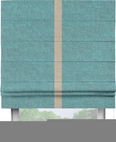 Римская штора «Кортин» с кантом Хайвэй, для проема, ткань лён кашемир бирюзовый