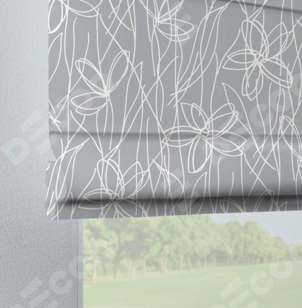 Римская штора на петлях «Нарисованные цветы»