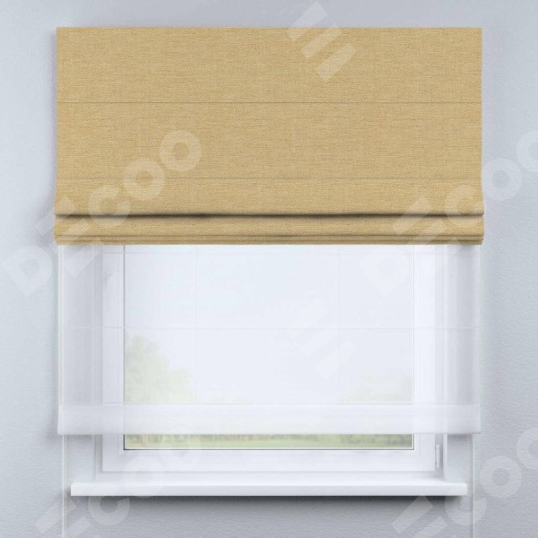 Римская штора «Кортин» день-ночь, ткань лён темно-бежевый