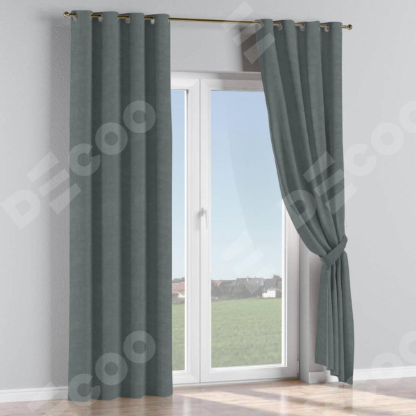 Комплект штор на люверсах вельвет серый