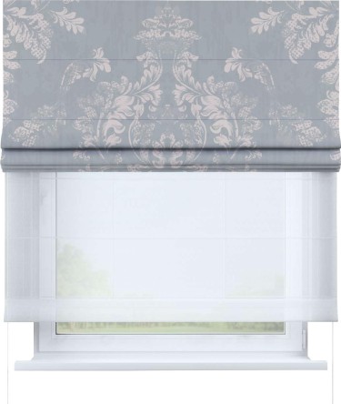 Римская штора «Кортин» день-ночь «Винтажный узор серый»