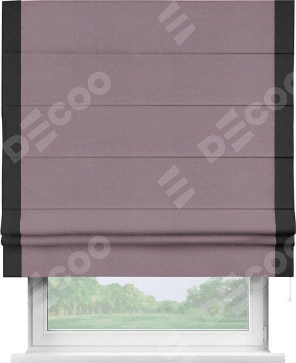 Римская штора «Кортин» с кантом Стрим Дуо, для проема, ткань блэкаут однотонный брусника