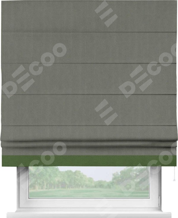 Римская штора «Кортин» с кантом Джестер, для проема, ткань блэкаут однотонный тёмно-серый