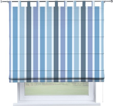 Римская штора «Кортин» на петлях «Сине-голубые вертикальные полоски»