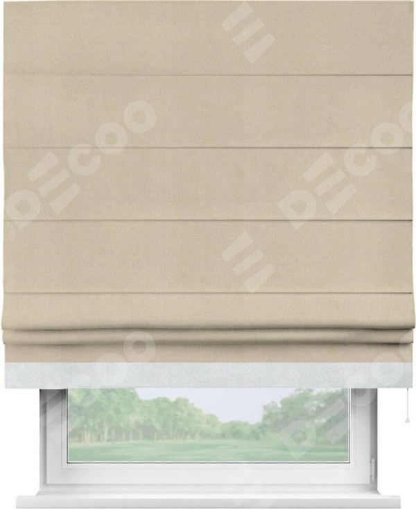 Римская штора «Кортин» с кантом Джестер, для проема, ткань блэкаут однотонный кофейно-бежевый