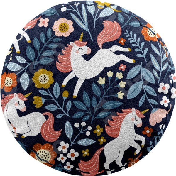 Подушка круглая Cortin «Цветы и единороги»