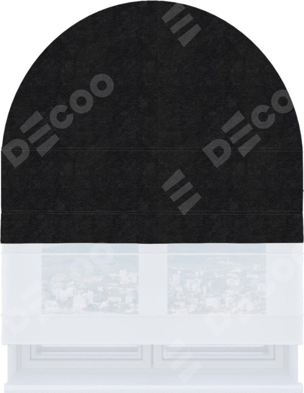 Римская штора «Кортин» день-ночь для арочного проёма, ткань cotton блэкаут тёмно-серый