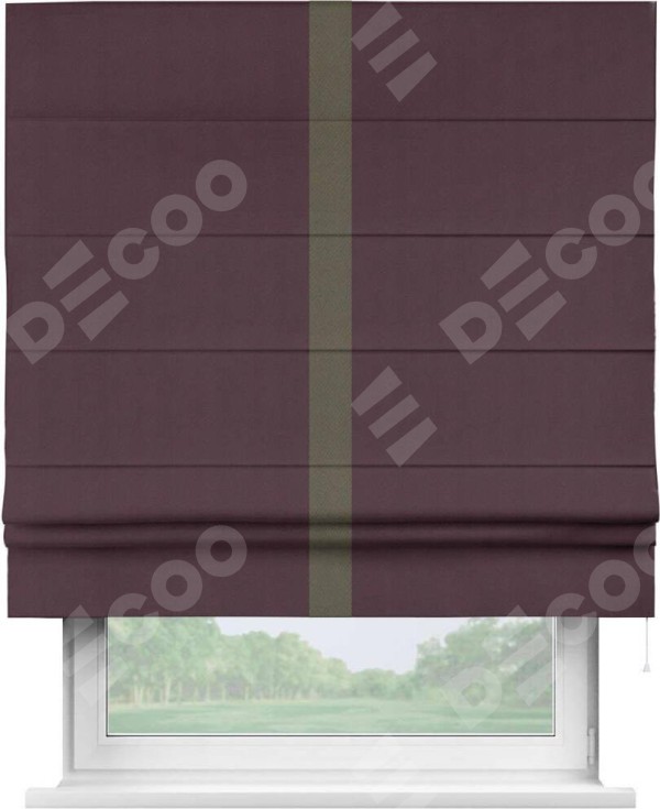 Римская штора «Кортин» с кантом Хайвэй, для проема, ткань блэкаут однотонный цвет сиреневый