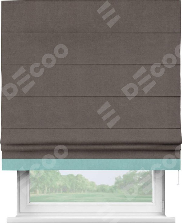 Римская штора «Кортин» с кантом Джестер, для проема, ткань вельвет коричневый