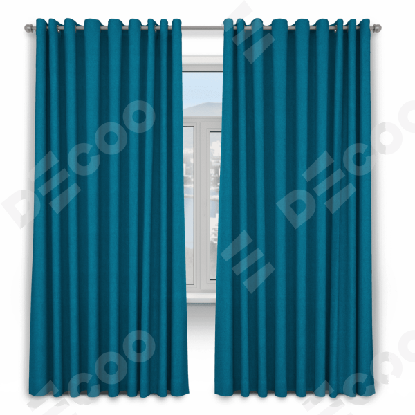 Шторы на люверсах ткань лён димаут, светло-синий