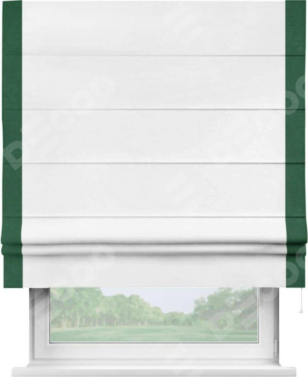 Римская штора «Кортин» с кантом Стрим Дуо, для проема, ткань вельвет дымчато-белый