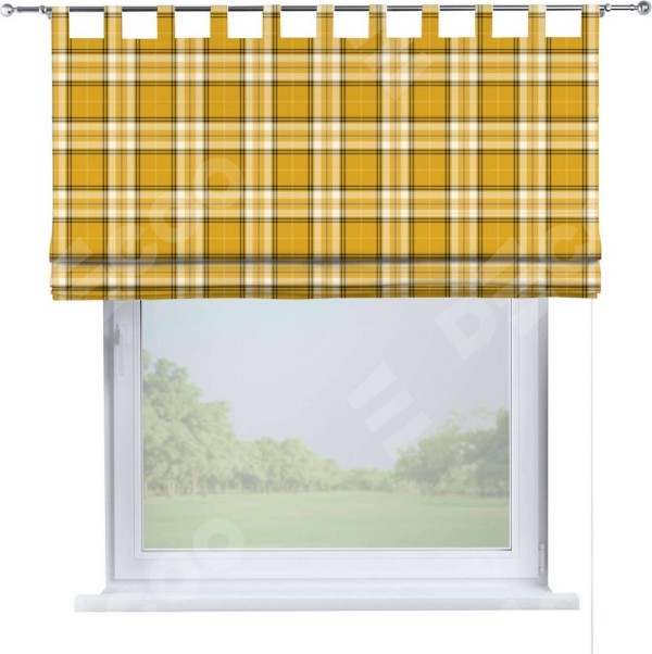 Римская штора на петлях «Желто-горчичная клетка»