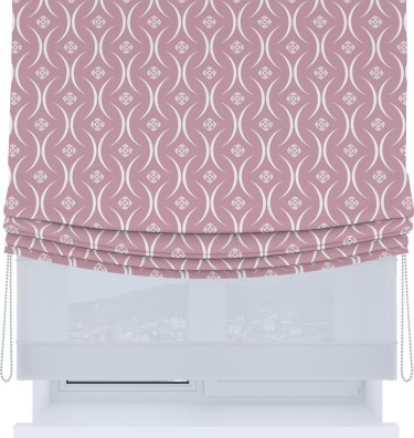 Римская штора «Кортин», день-ночь с мягкими складками, «Воздушный узор розовый»