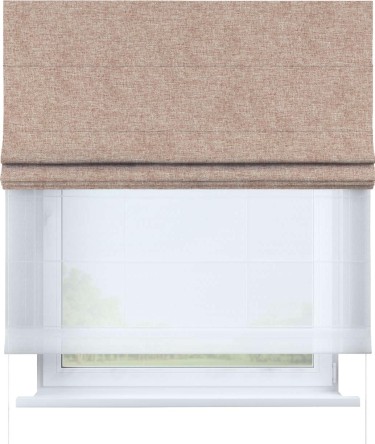 Римская штора «Кортин» день-ночь, ткань лён кашемир розовая пудра