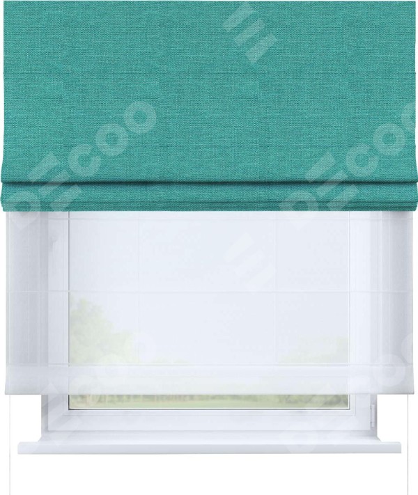 Римская штора «Кортин» день-ночь, ткань лён изумрудный