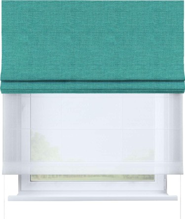 Римская штора «Кортин» день-ночь, ткань лён изумрудный