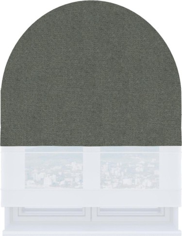 Римская штора «Кортин», лён димаут тёмно-серый, день-ночь для арочного проёма