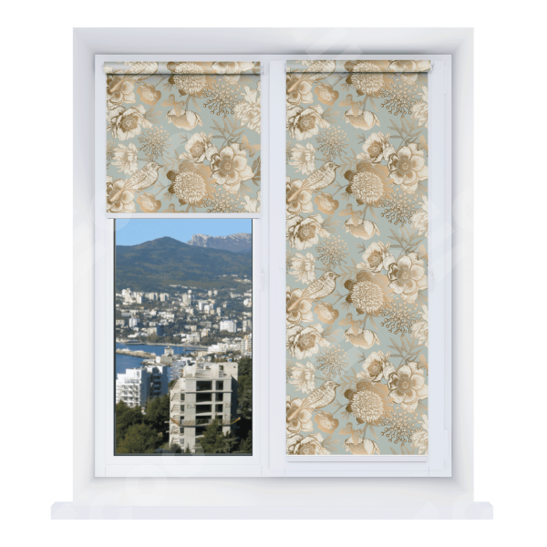 Рулонная штора Мини с принтом Садовые цветы