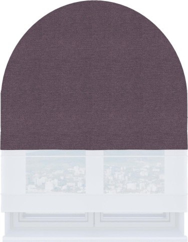Римская штора «Кортин» день-ночь для арочного проёма, ткань лён димаут светло-фиолетовый