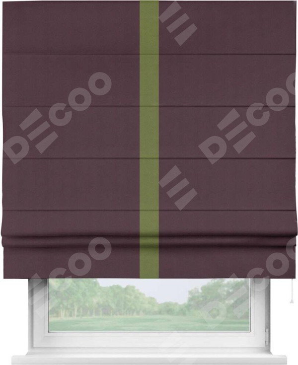 Римская штора «Кортин» с кантом Хайвэй, для проема, ткань блэкаут однотонный цвет сиреневый