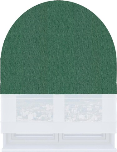 Римская штора «Кортин» день-ночь для арочного проёма, ткань твид блэкаут зелёный