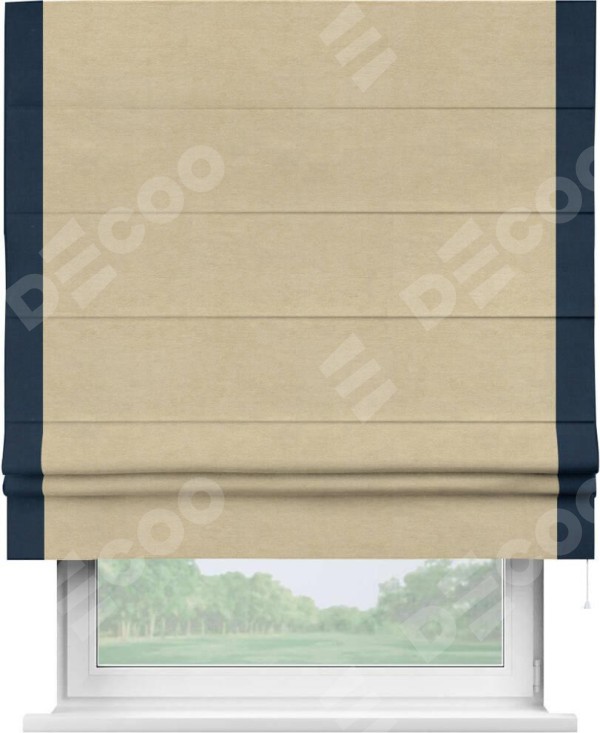 Римская штора «Кортин» с кантом Стрим Дуо, для проема, ткань вельвет бежевый