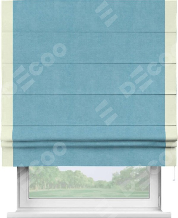 Римская штора «Кортин» с кантом Стрим Дуо, для проема, ткань вельвет ментоловый