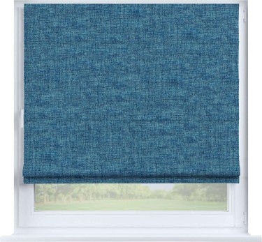 Римская штора «Кортин», рогожка димаут лазурно-синий, на створку
