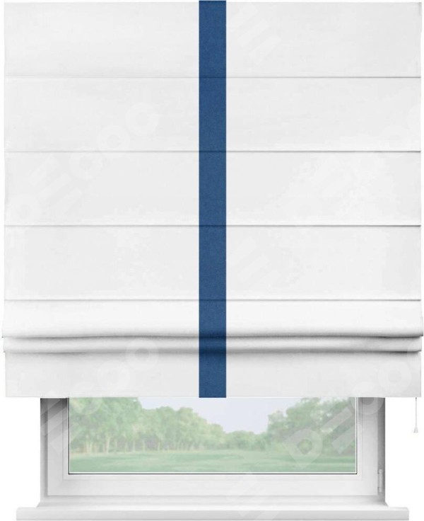 Римская штора «Кортин» с кантом Хайвэй, для проема, ткань вельвет белый