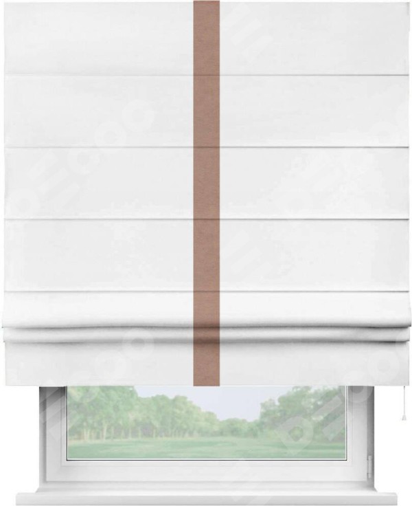 Римская штора «Кортин» с кантом Хайвэй, для проема, ткань вельвет белый