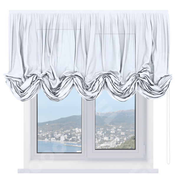 Австрийская штора «Кортин», лён белый