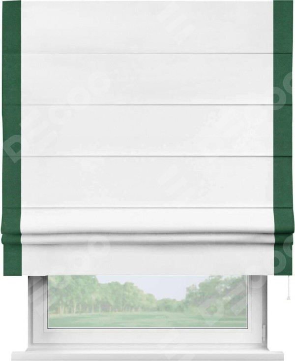 Римская штора «Кортин» с кантом Стрим Дуо, для проема, ткань вельвет белый