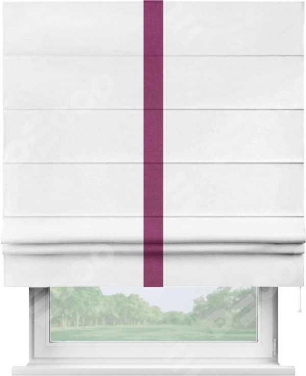 Римская штора «Кортин» с кантом Хайвэй, для проема, ткань вельвет дымчато-белый